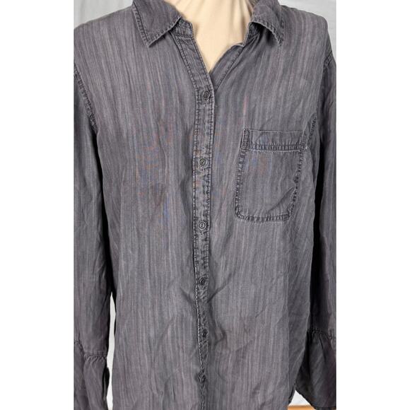 BLL BeachLunch Lounge Collection XL Button Front Top Gray 100% Lyocell - Picture 2 of 8